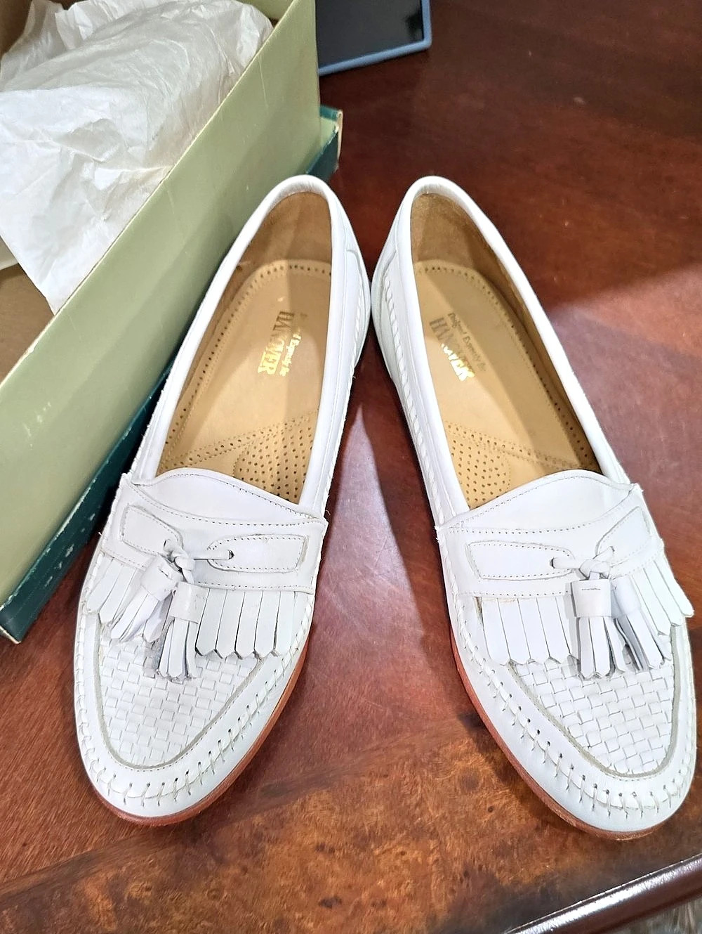 Hanover White Leather Tassel Loafers